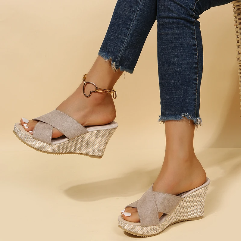 Women's Cross Strap Platform Sandals | Open Toe