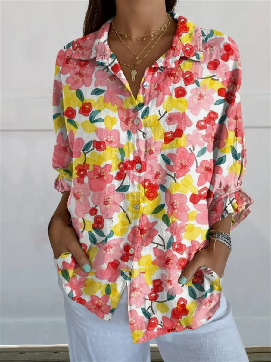 Women's Button Down Colorful Summer Shirt | Long Sleeve