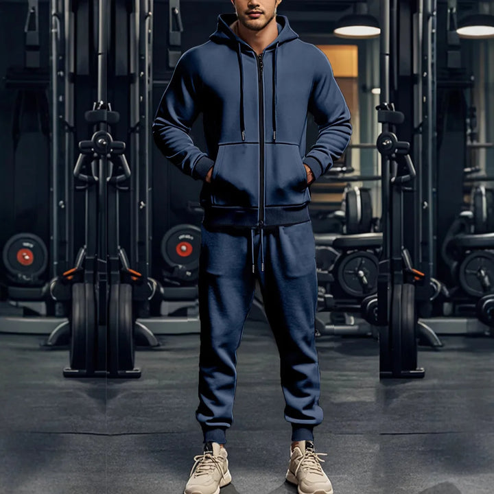 Men’s Zip-Up Hoodie Tracksuit Set | Kangaroo Pocket