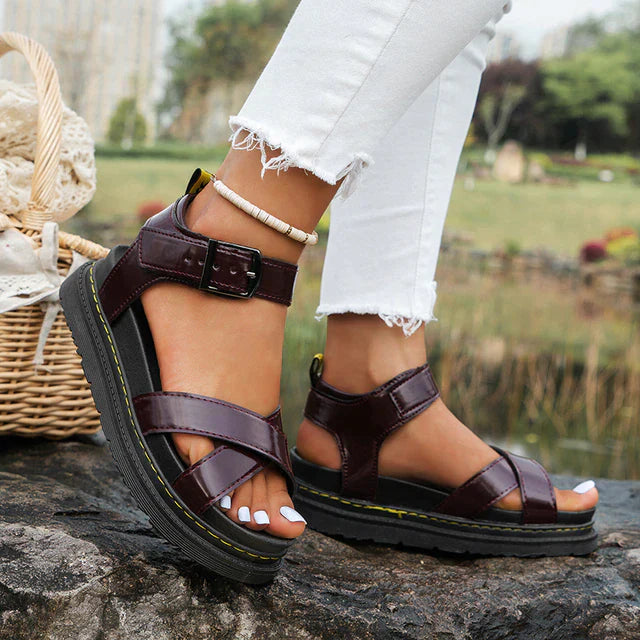 Women's Open Toe Buckle Ankle Strap Sandals | Platform