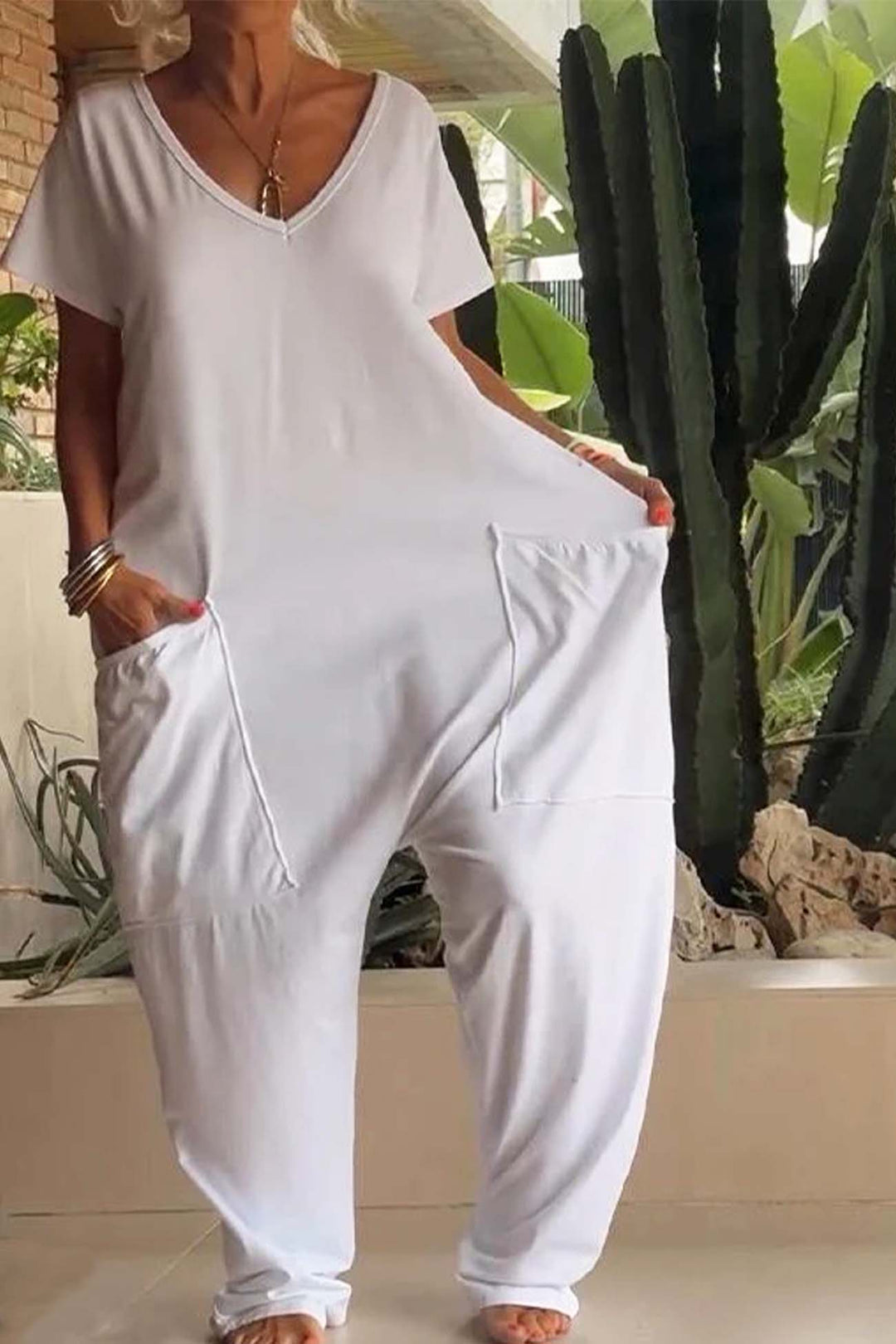 Women's Short Sleeve Jumpsuit | Loose Fit