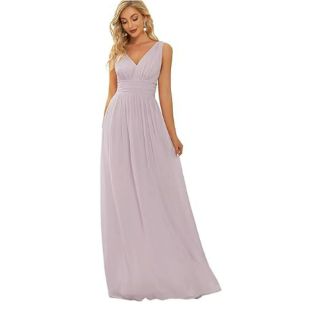Women's V Neck Sleeveless Evening Dress | Maxi