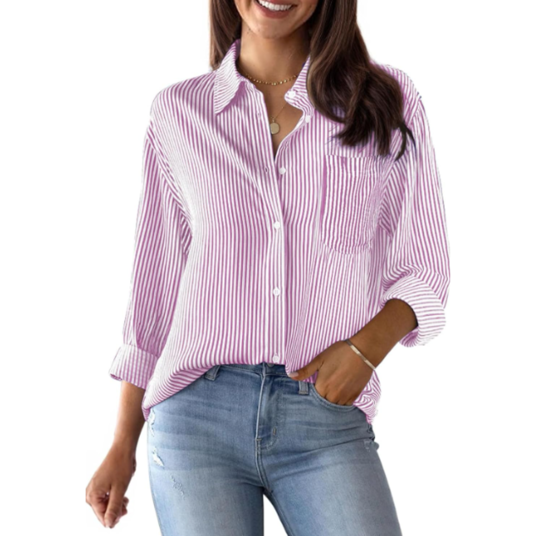 Women's Casual Button-Down Long Sleeve Shirt | with Chest Pocket