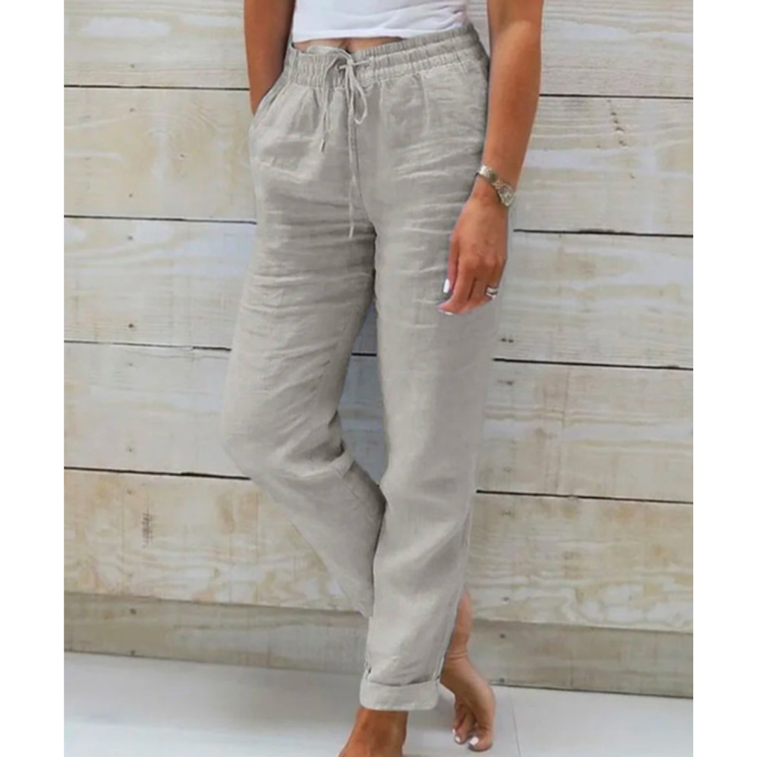 Women's Cropped Straight Leg Summer Pants | Drawsting