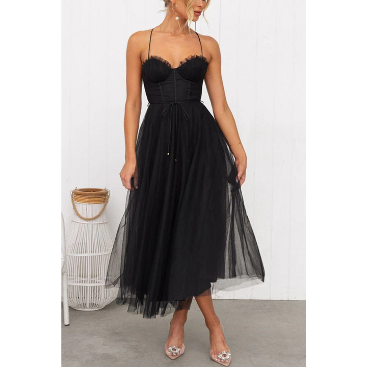 Women's Sleeveless Wedding Guest Midi Dress | Sweetheart Neckline