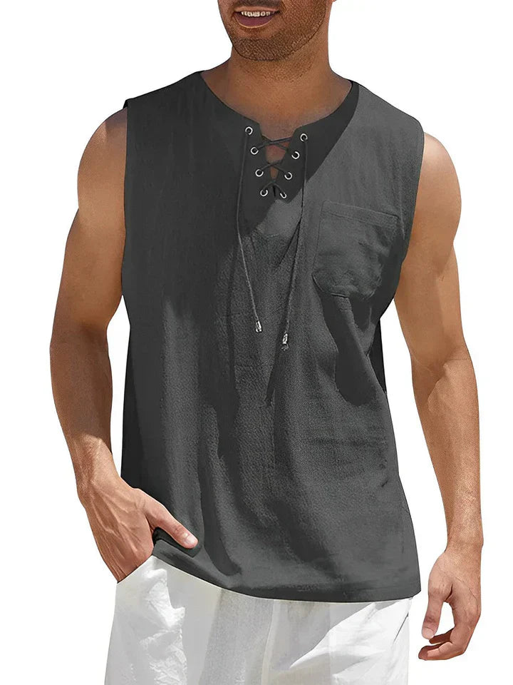 Men’s Lace-Up Tank Top | Sleeveless
