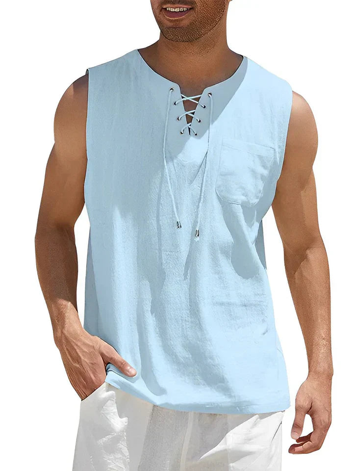 Men’s Lace-Up Tank Top | Sleeveless