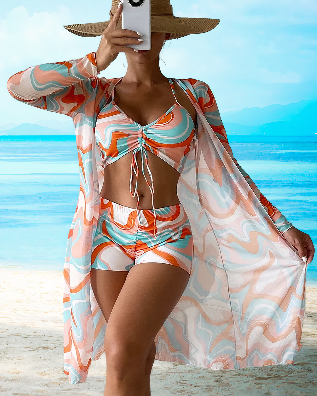 Women's High Waisted Swimwear with Cover-Up