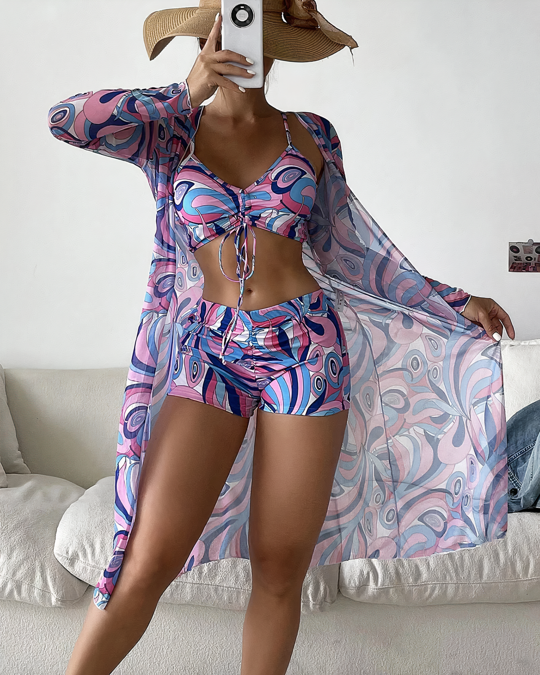 Women's High Waisted Swimwear with Cover-Up