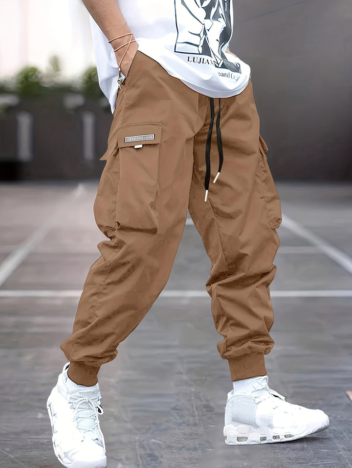 Men's Relaxed Fit Cargo Pants with Pockets | Drawstring
