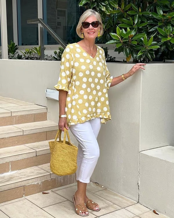 Women's Polka Dot Blouse | V-neck