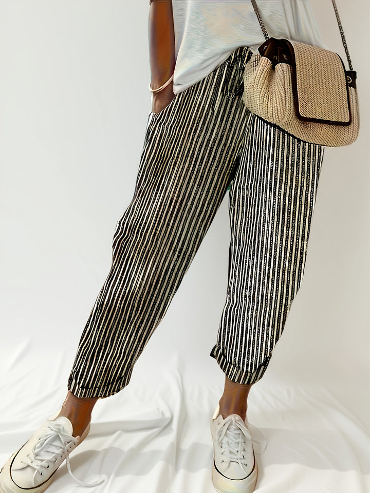 Women's Loose Fit Casual Pants | Striped