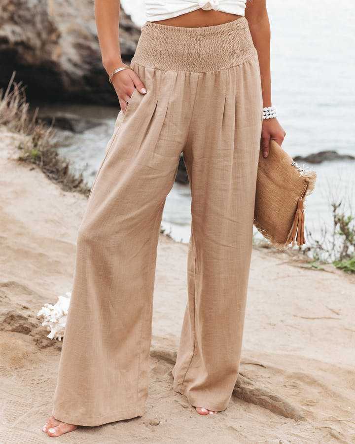Women's Wide Leg Pants | Smocked Waist