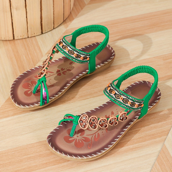 Women's Boho Beaded Back Strap Sandals | Open Toe