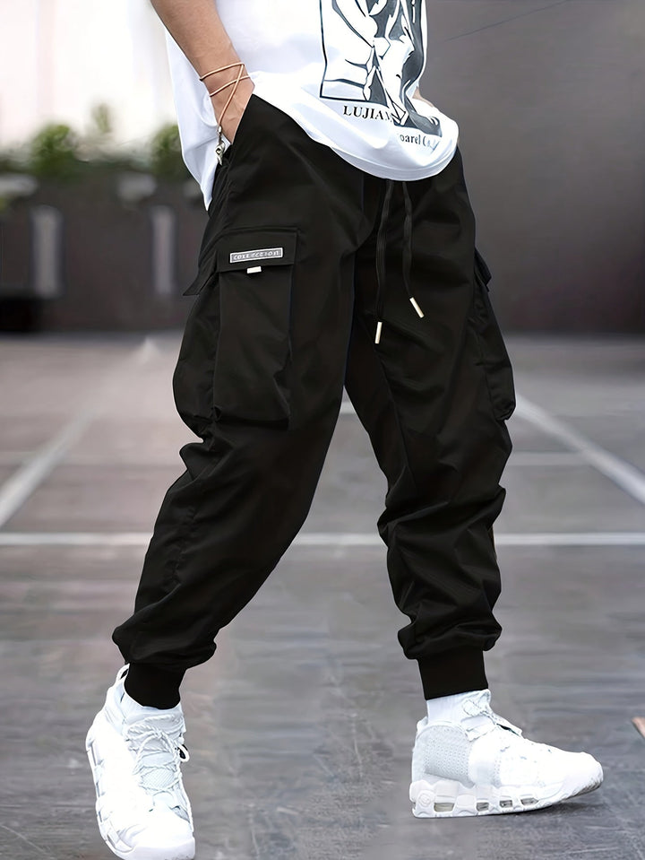Men's Relaxed Fit Cargo Pants with Pockets | Drawstring