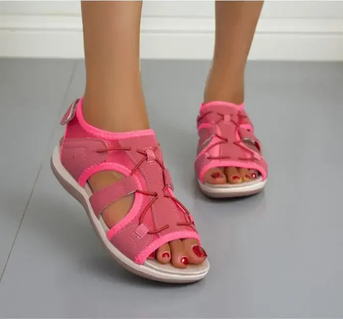 Women's Open Toe Adjustable Strap Sandals | Flat