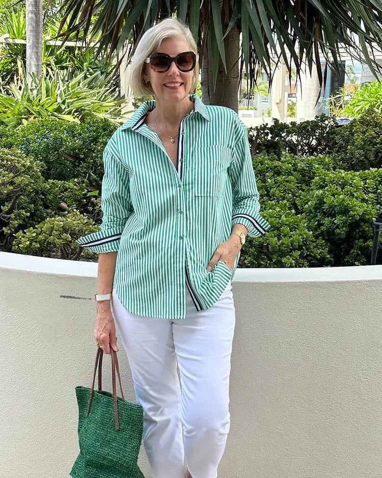 Women's Classic Striped Collared Shirt | Button Down