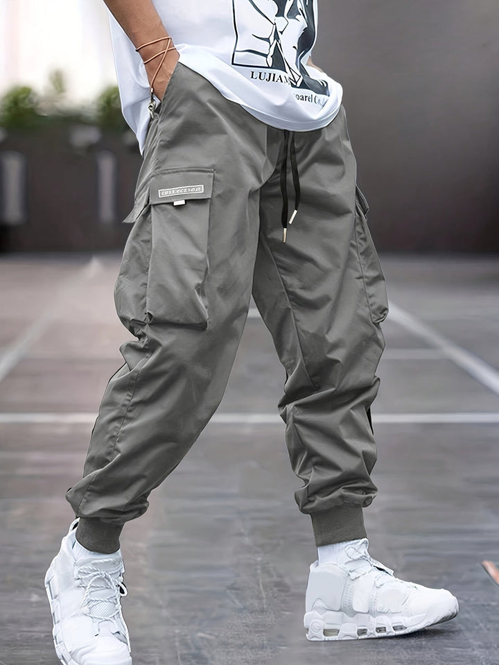 Men's Relaxed Fit Cargo Pants with Pockets | Drawstring
