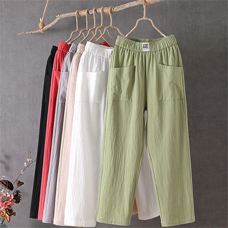 Women's Elastic Waist Pants with Pockets | Wide Leg