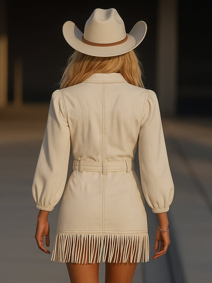 Women's Retro Vintage Inspired Dress with Tassels | Mini