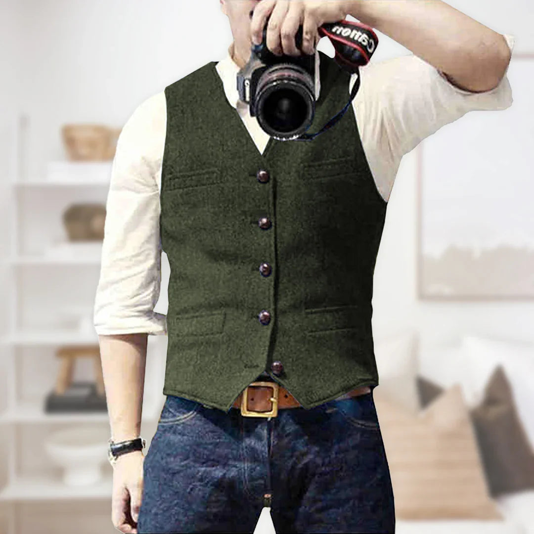Men's Vintage Vest | Button-Down Front