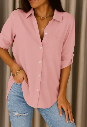 Women's 3/4 Sleeves Collared Summer Shirt | Casual