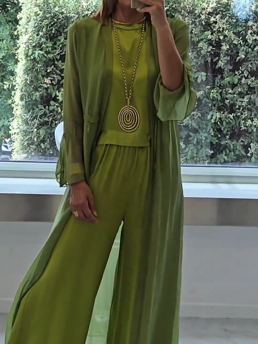 Women's Three Piece Set | with Long Cardigan