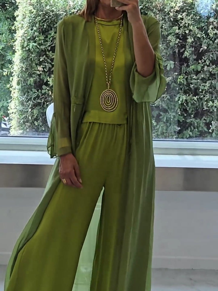 Women's Three Piece Set | with Long Cardigan