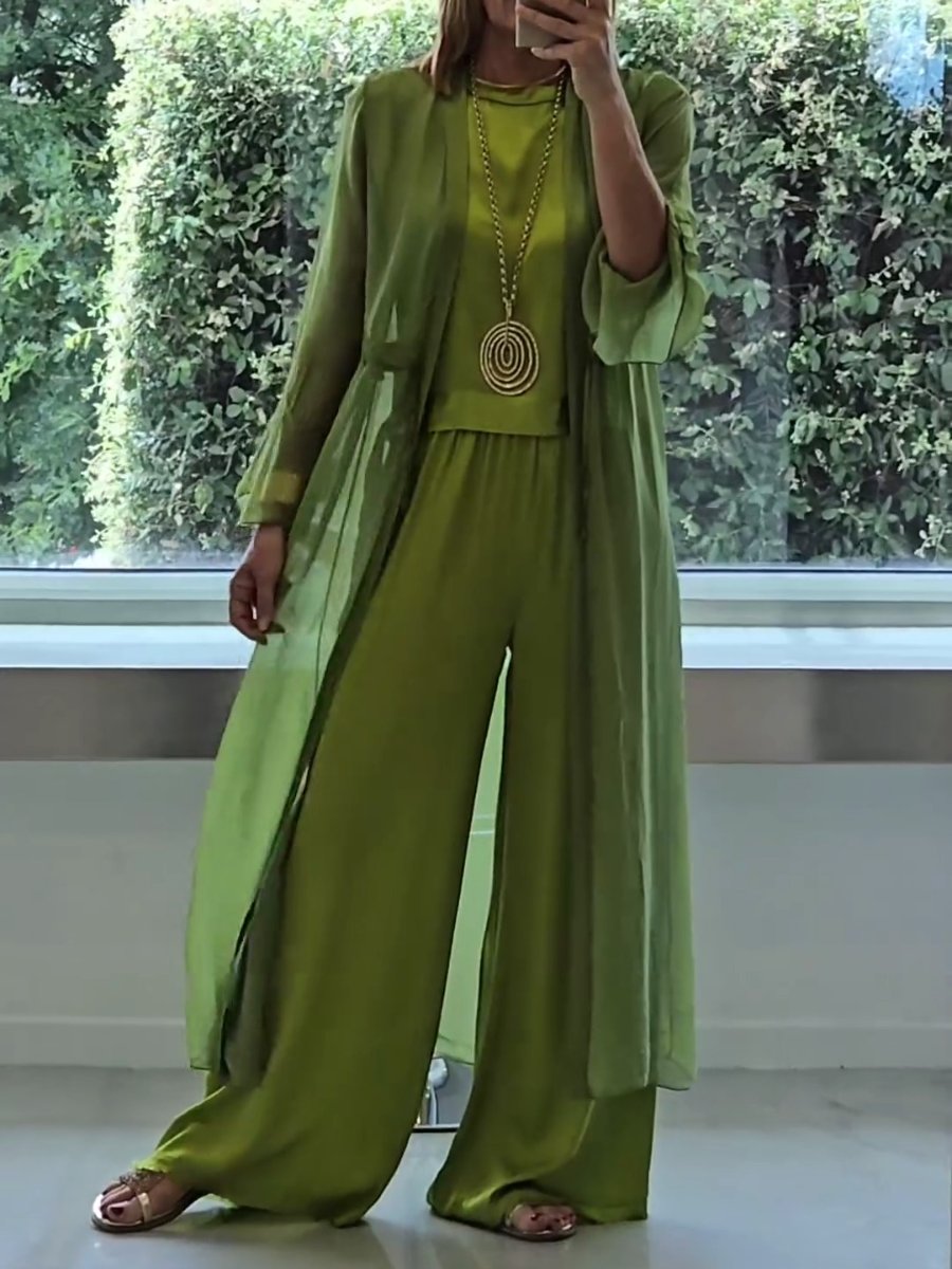 Women's Three Piece Set | with Long Cardigan