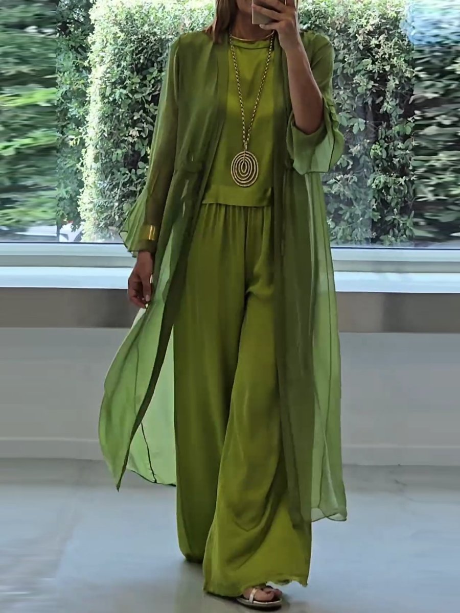 Women's Three Piece Set | with Long Cardigan