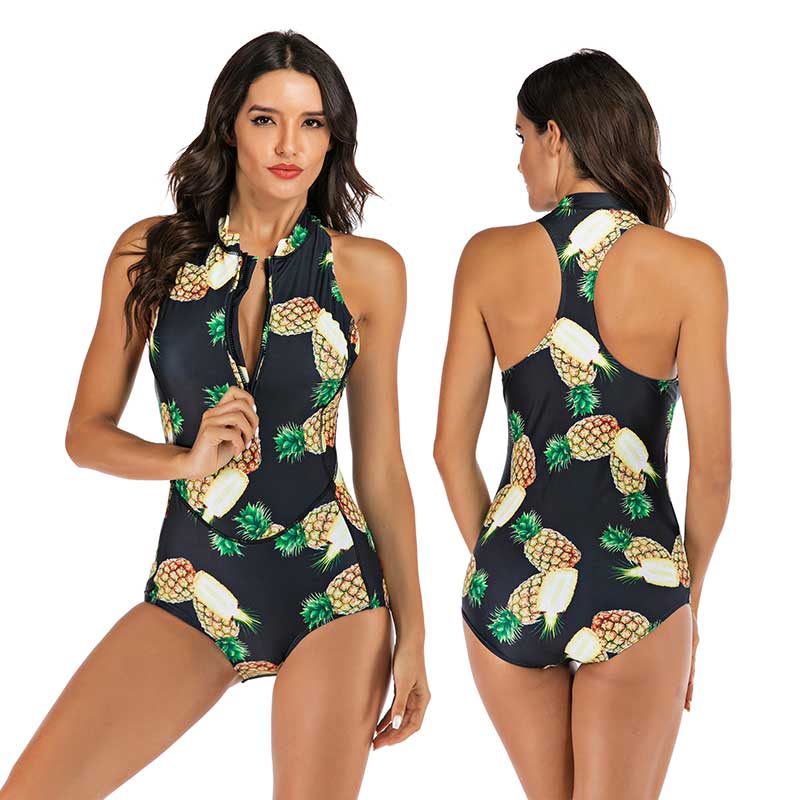 Women’s Zip Front One Piece Swimwear | Printed