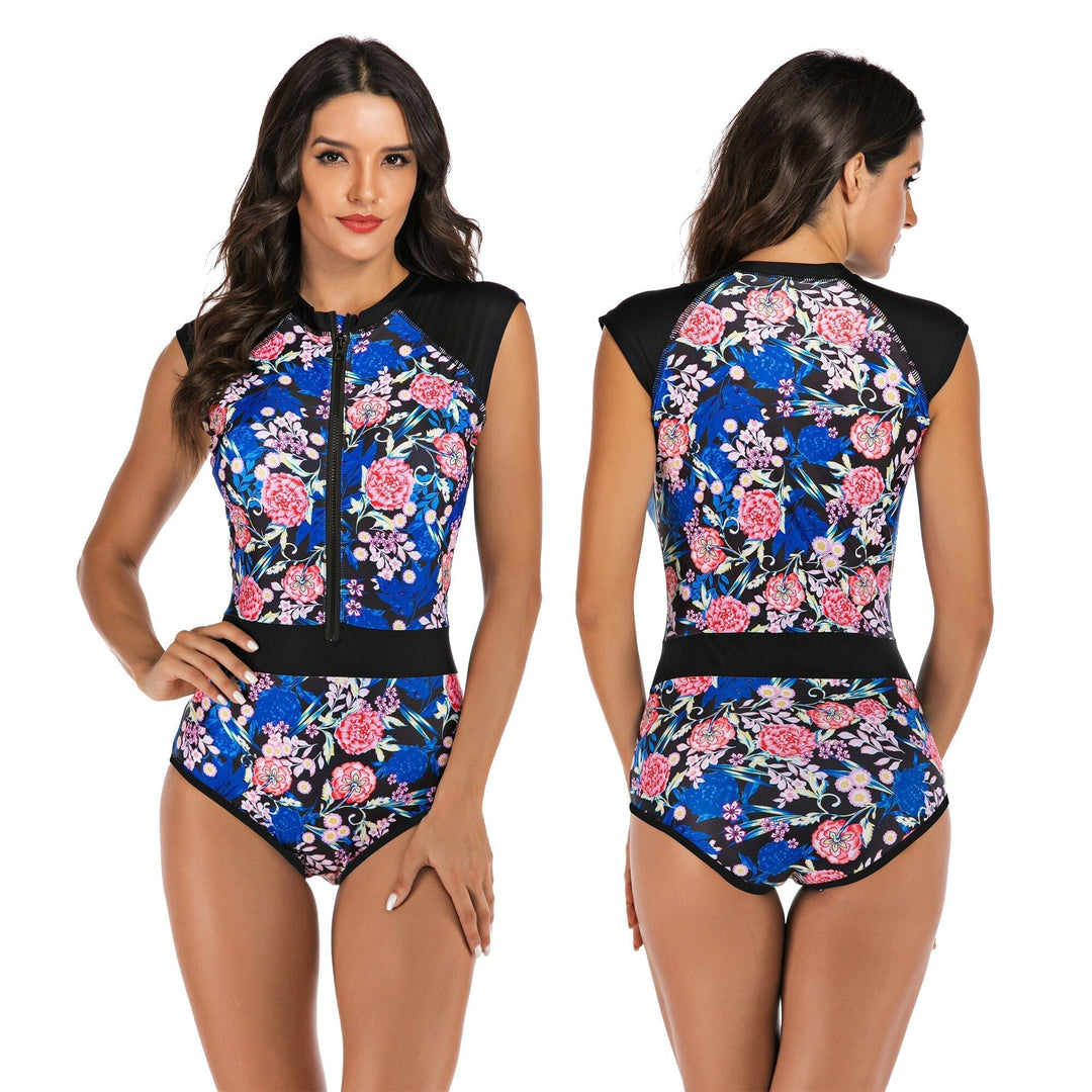 Women’s Zip Front One Piece Swimwear | Printed