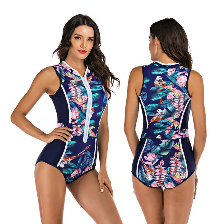 Women’s Zip Front One Piece Swimwear | Printed