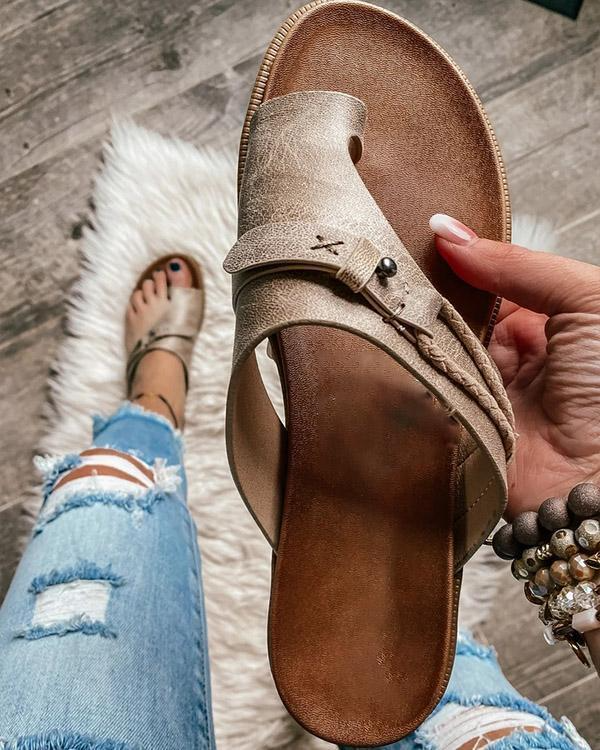 Women's Boho Braided Slide Sandals | Toe Ring