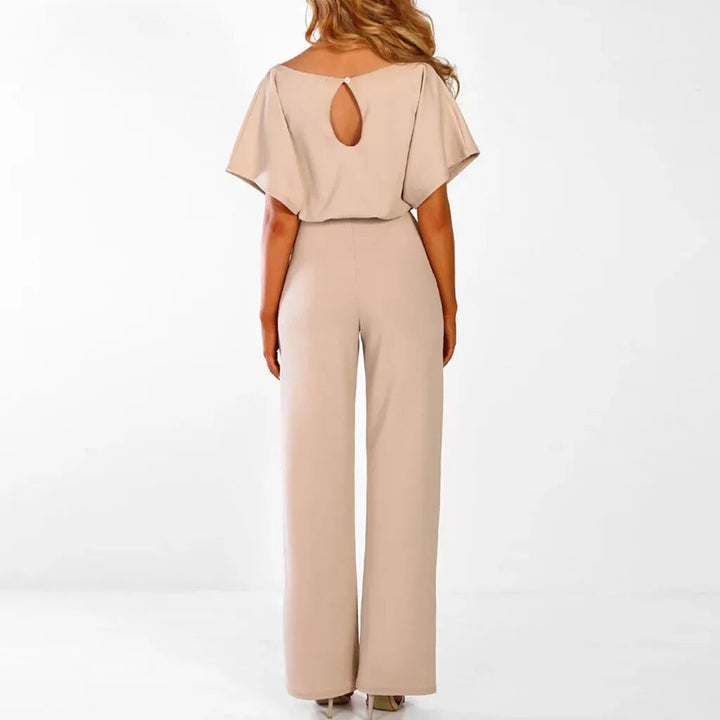 Women's Casual Batwing Sleeve Boat Neck Jumpsuit | with Tie Waist