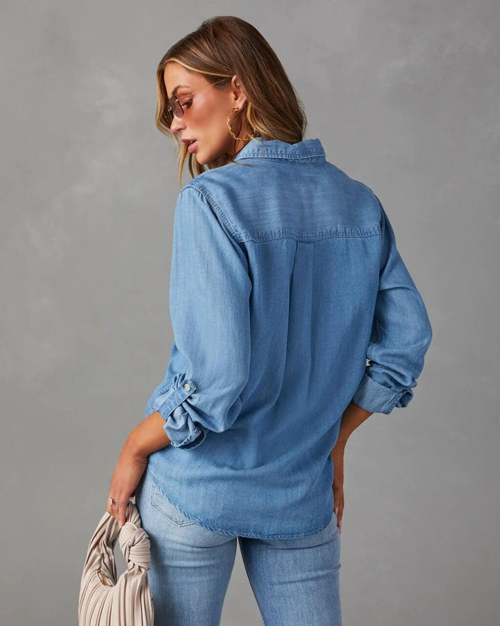 Women's Button Down Long Sleeves Shirt | Chest Pockets