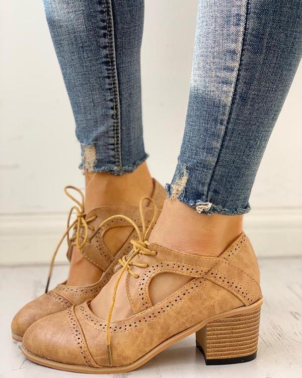 Women's Vintage Block Heel Sandals | Lace Up