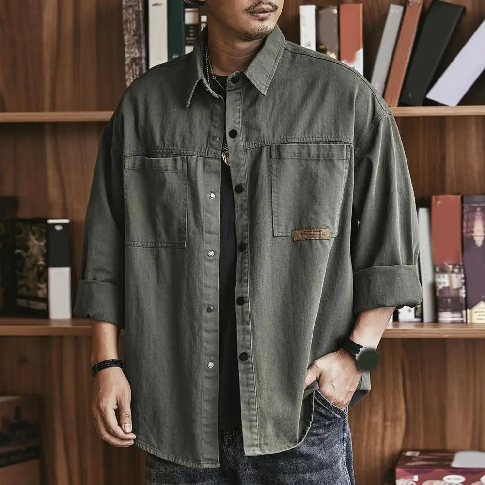 Men's Vintage Long-sleeved Shirt | Loose Fit
