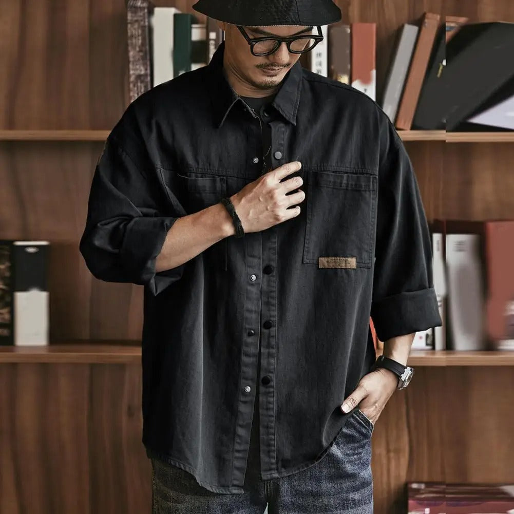 Men's Vintage Long-sleeved Shirt | Loose Fit