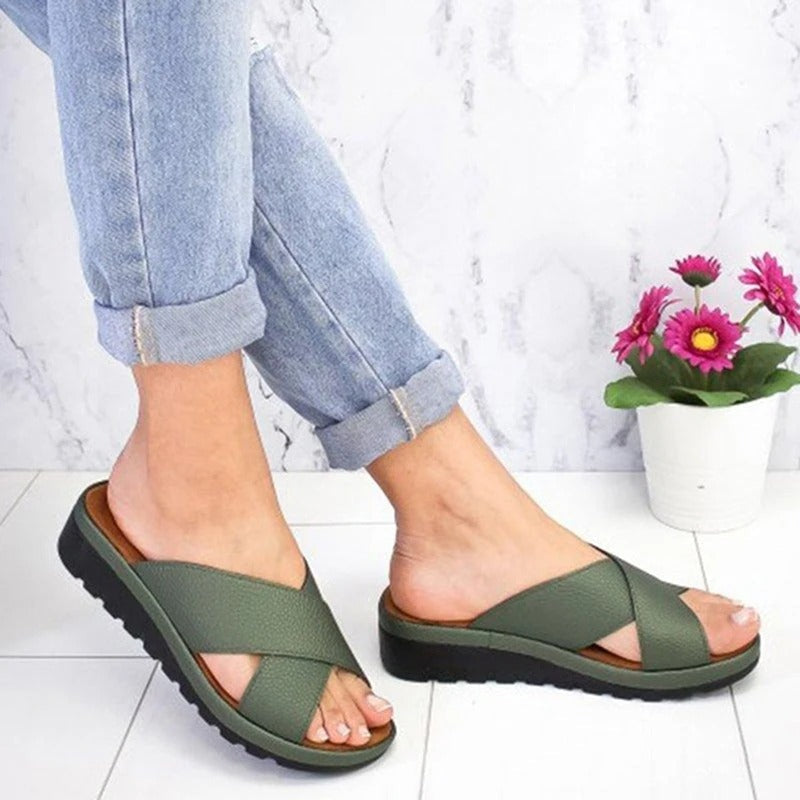 Women's Cross Strap Slide Sandals | Open Toe