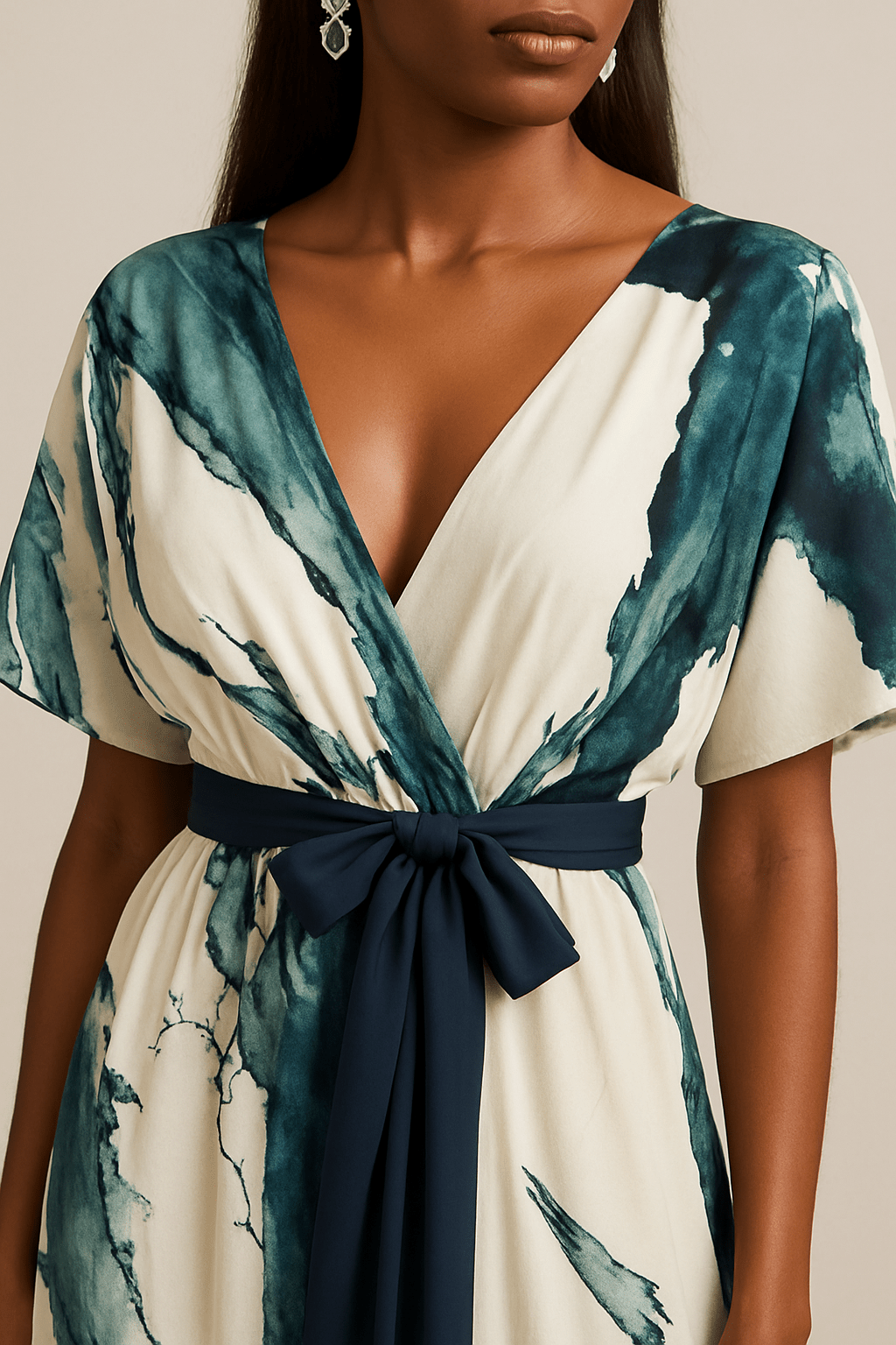 Women's Wrap V Neck Dress | Maxi