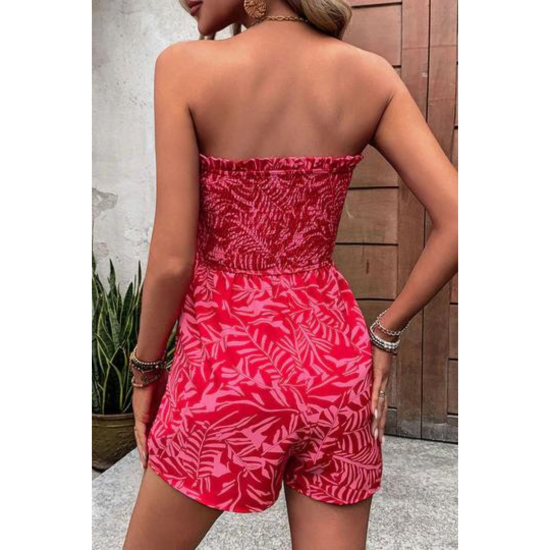 Women's Red Strapless Romper | Summer