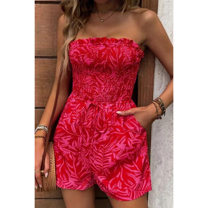 Women's Red Strapless Romper | Summer