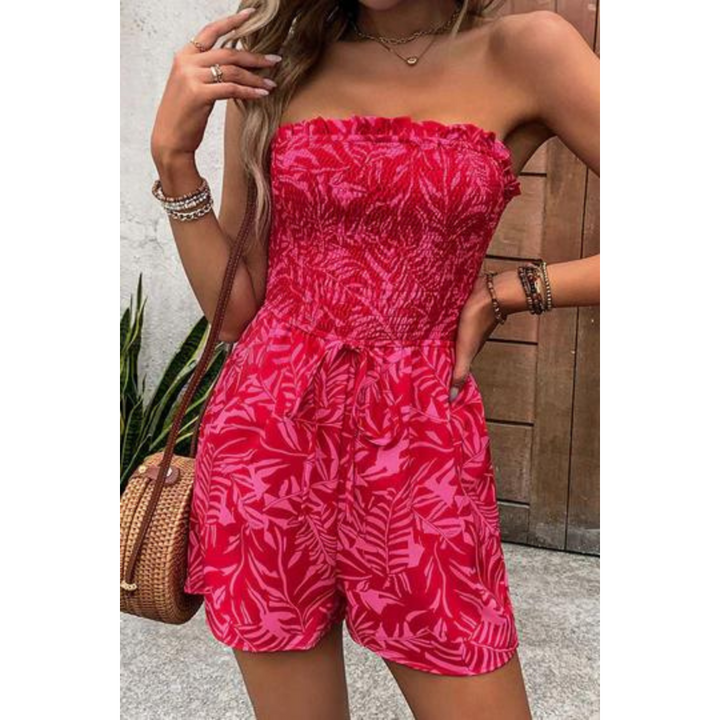 Women's Red Strapless Romper | Summer