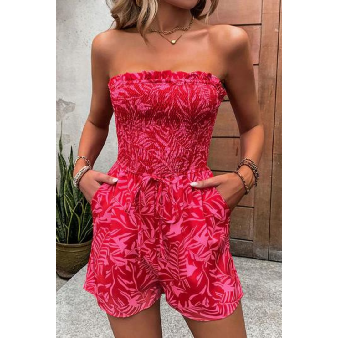 Women's Red Strapless Romper | Summer