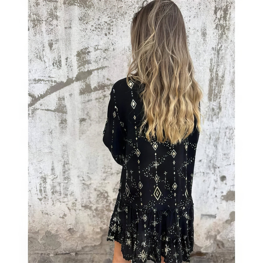 Women's Long-sleeved Boho Dress | Mini