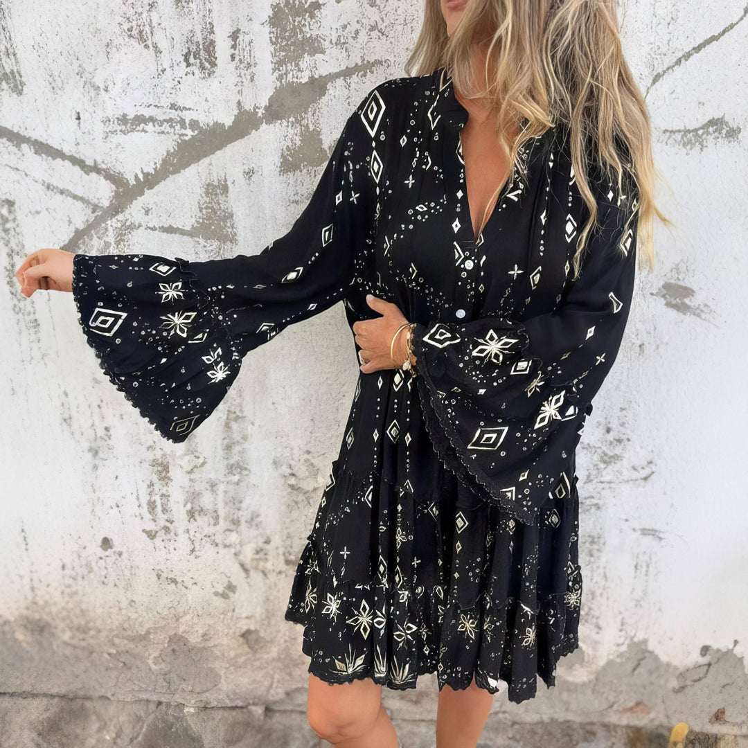 Women's Long-sleeved Boho Dress | Mini